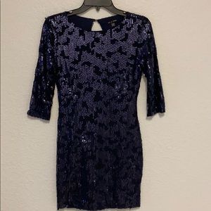 Navy Blue Sequin Cocktail Dress